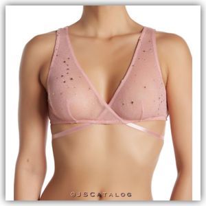 NEW Metallic Pink Sheer Bralette and Panties Set - Size S